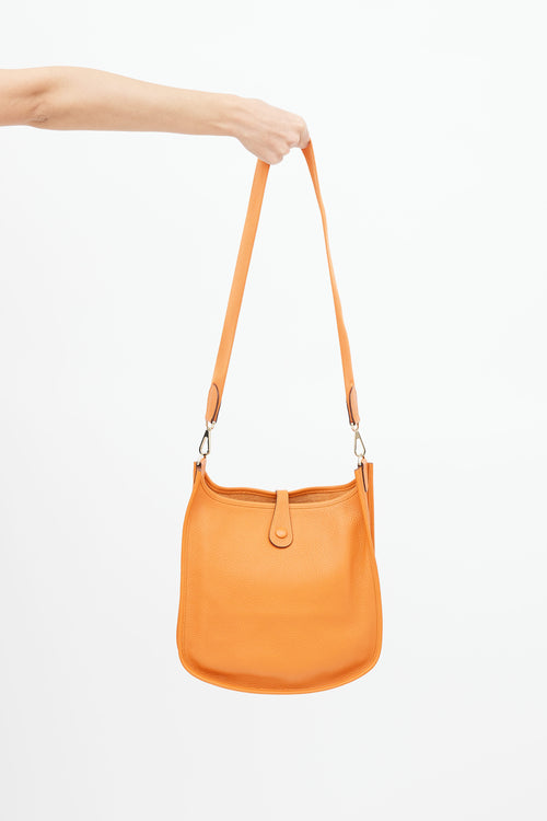 Hermès Orange Clemence Leather Evelyn Togo PM Shoulder Bag