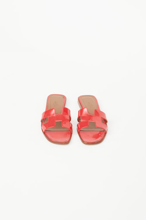 Hermès Red Patent Leather Oran Sandal