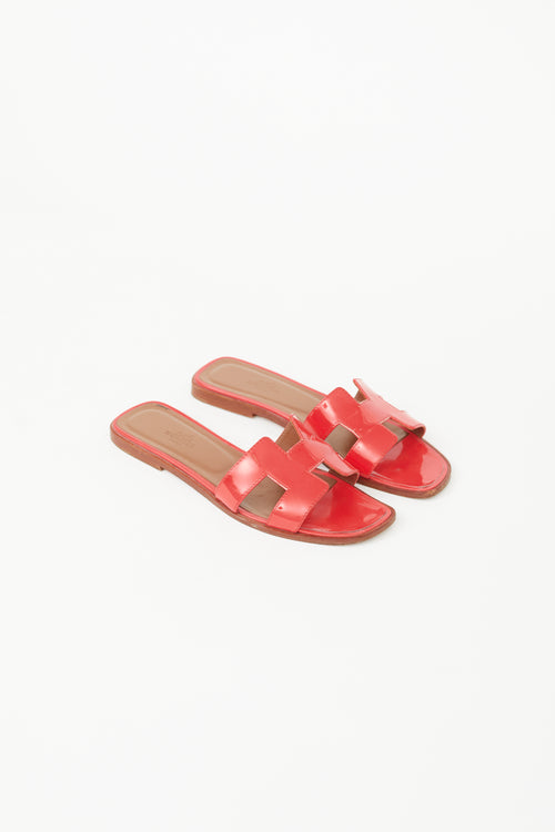 Hermès Red Patent Leather Oran Sandal