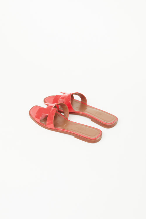 Hermès Red Patent Leather Oran Sandal