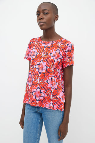 Hermès Pink 
Red Graphic Print  T-Shirt