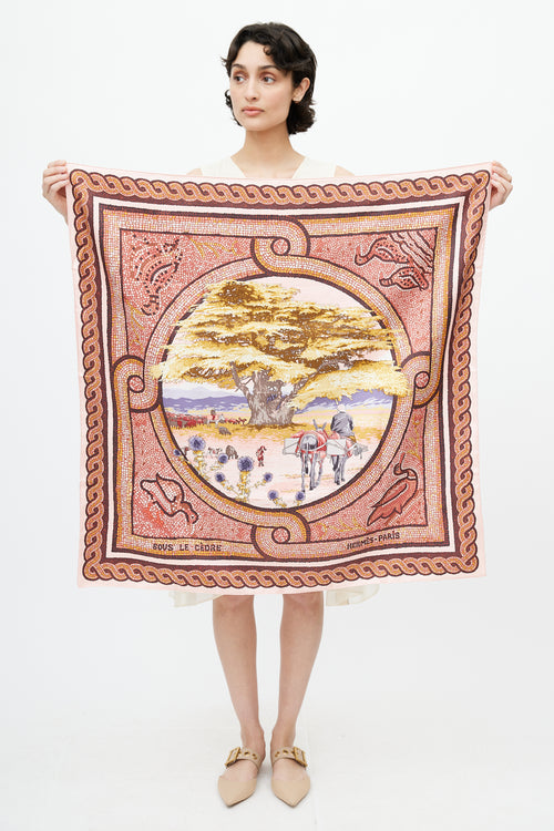 Hermès Pink 
Multi Sous Le Cedre 90 Print Scarf