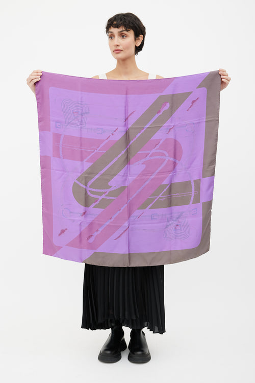 Hermès Purple Clic Clac Dip Dye Silk Scarf