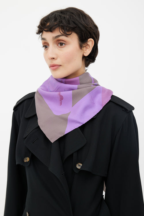 Hermès Purple Clic Clac Dip Dye Silk Scarf