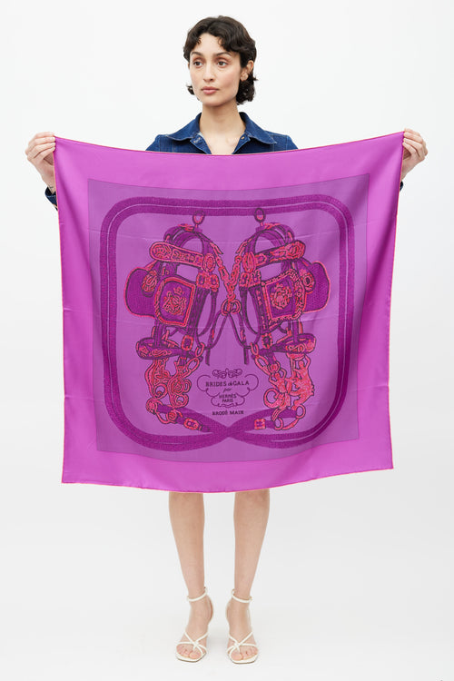 Hermès Purple 
Pink Brides De Gala 90 Print Scarf