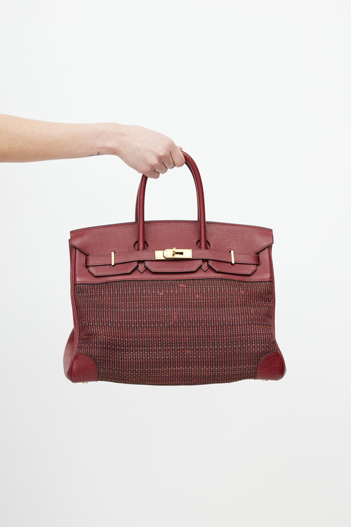 Hermès 2002 Rouge H Taurillon Clemence Crinoline Birkin 35 Bag