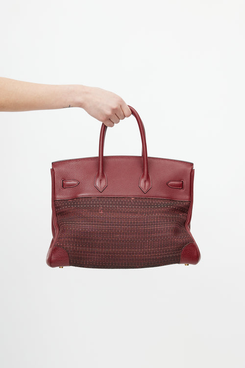 Hermès 2002 Rouge H Taurillon Clemence Crinoline Birkin 35 Bag