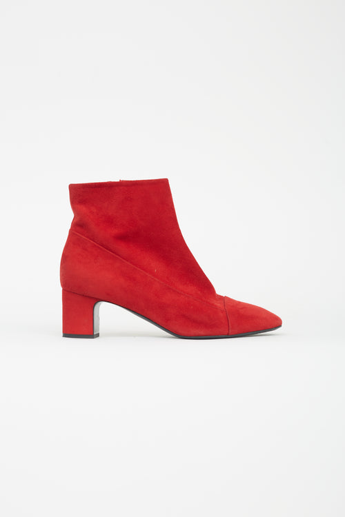 Hermès Red Suede Ankle Boot