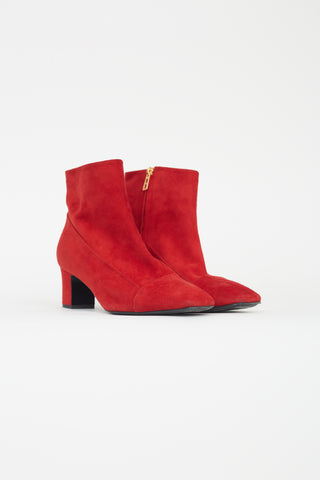 Hermès Red Suede Ankle Boot