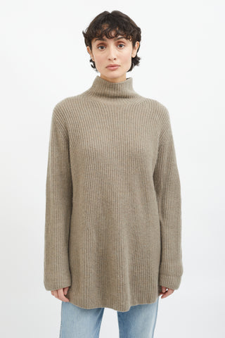 Hermès Brown Cashmere Mock Neck Knit Sweater