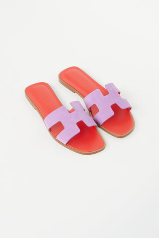 Hermès Violet Parme Suede Oran Flat Sandal