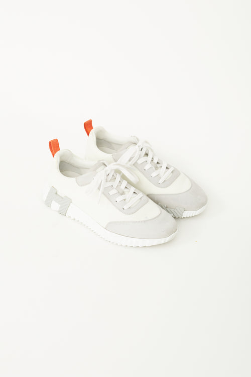 Hermès White, Grey 
Orange Femme Bouncing Sneaker