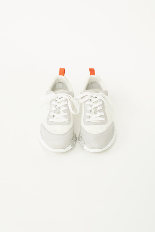 Hermès White, Grey 
Orange Femme Bouncing Sneaker