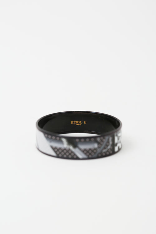 Hermès Black 
White Printed Enamel Bangle