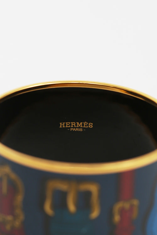 Hermès Blue Harnais Des Presidents Extra Wide Bangle