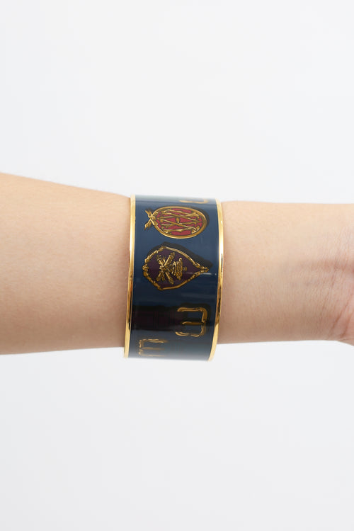 Hermès Blue Harnais Des Presidents Extra Wide Bangle