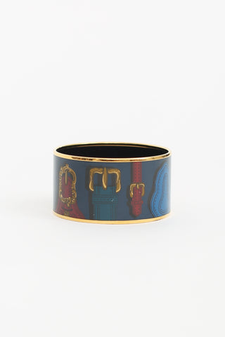 Hermès Blue Harnais Des Presidents Extra Wide Bangle