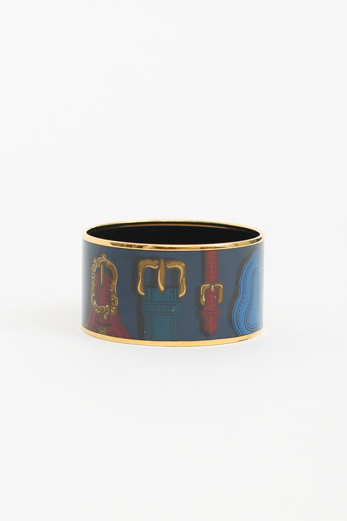 Hermès Blue Harnais Des Presidents Extra Wide Bangle