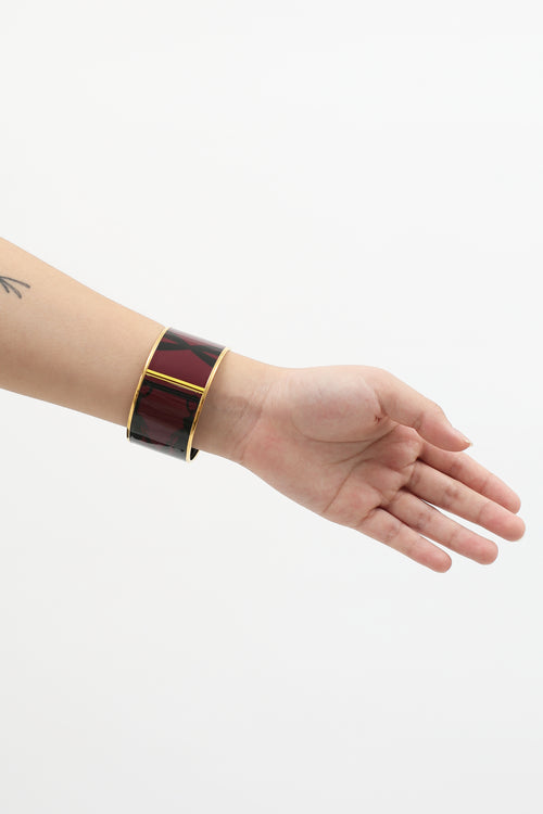 Hermès Burgundy Brides de Gala Tattoo Extra Wide Bangle