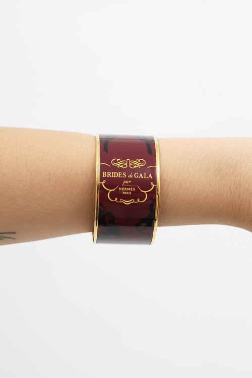 Hermès Burgundy Brides de Gala Tattoo Extra Wide Bangle