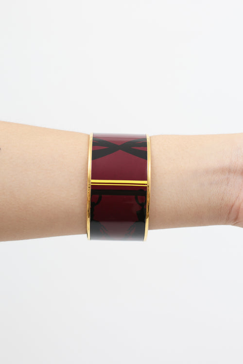 Hermès Burgundy Brides de Gala Tattoo Extra Wide Bangle