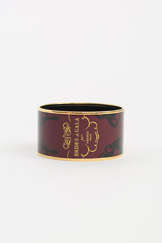 Hermès Burgundy Brides de Gala Tattoo Extra Wide Bangle