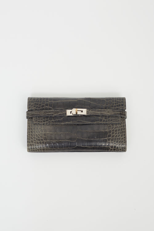 Graphite Leather Kelly Long Wallet