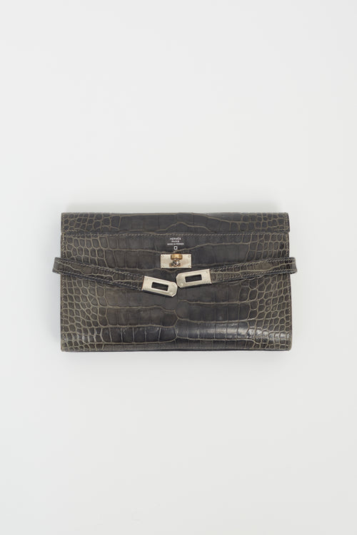 Graphite Leather Kelly Long Wallet