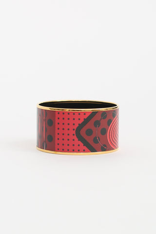 Hermès Red Clic Clac A Pois Enamel Extra Wide Bangle