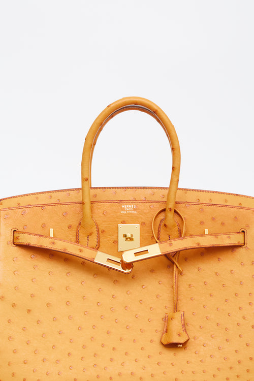 Saffron Leather Birkin 35 Bag