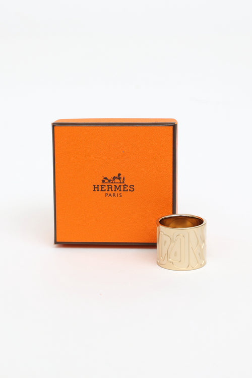 Hermès Gold Tone Scarf Ring