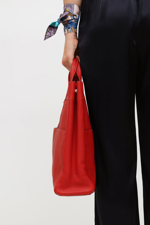 Rouge Clemence Togo Fourre Tout GM Bag