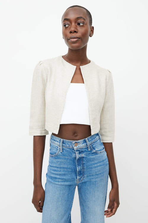 Horses Atelier Beige Woven Cropped Linen Jacket