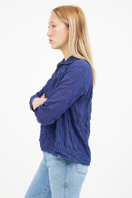 Horses Atelier Blue 
White Long Sleeve Stripe Blouse