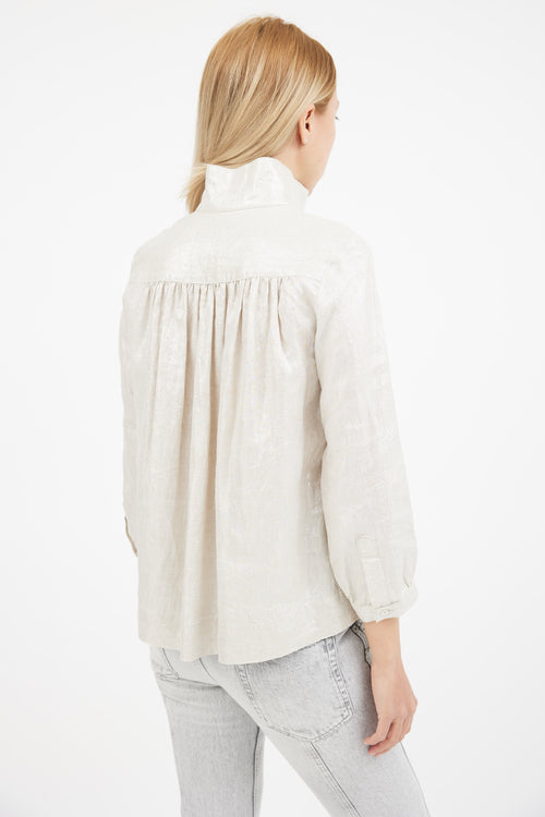 Horses Atelier Cream Metallic Long Sleeve Blouse