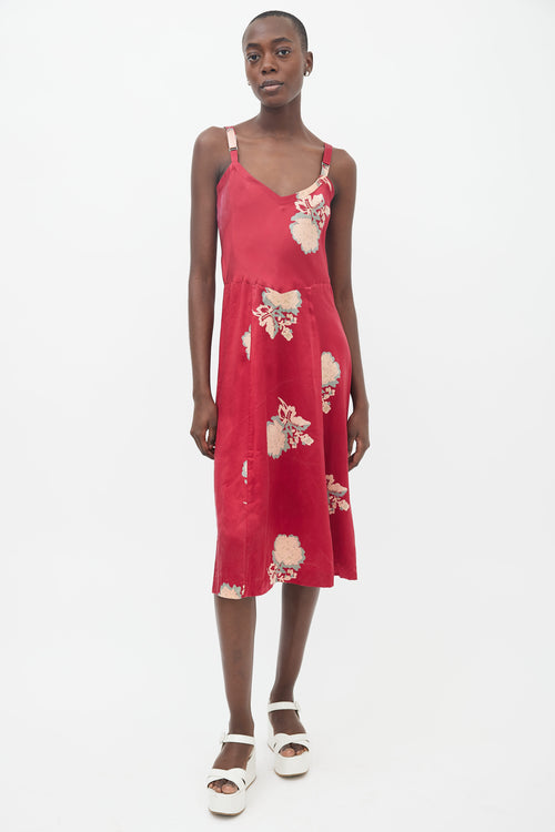 Horses Atelier Red Floral Print Sleeveless Dress