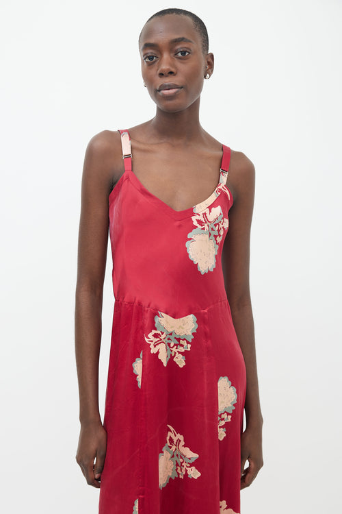 Horses Atelier Red Floral Print Sleeveless Dress