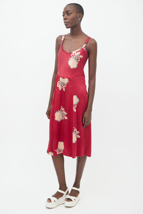 Horses Atelier Red Floral Print Sleeveless Dress