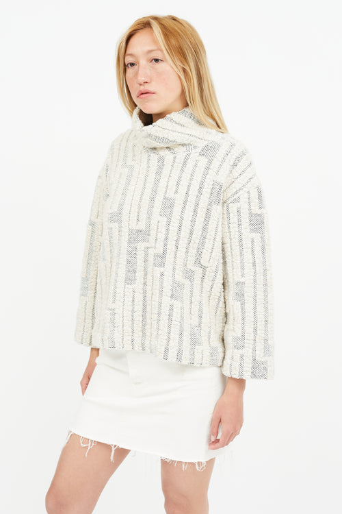 Horses Atelier Cream Wool Boucle Funnel Neck Sweater