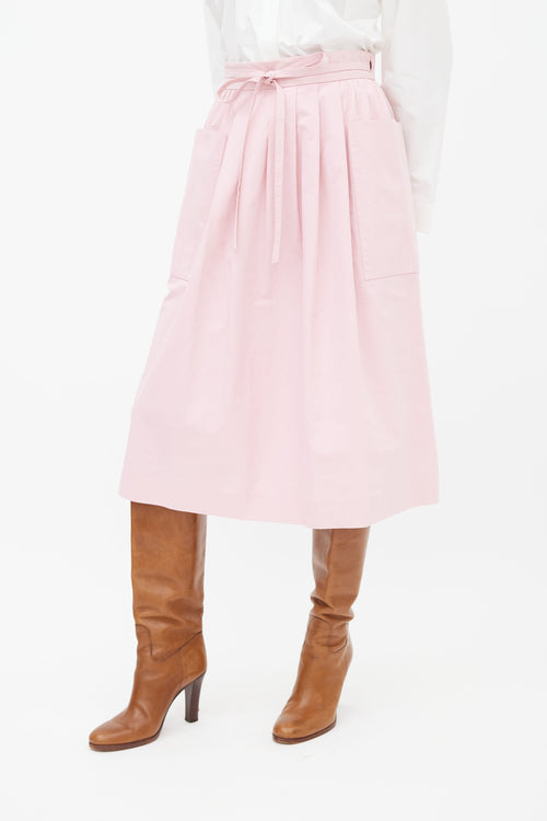 Horses Pink Wrap Midi Skirt