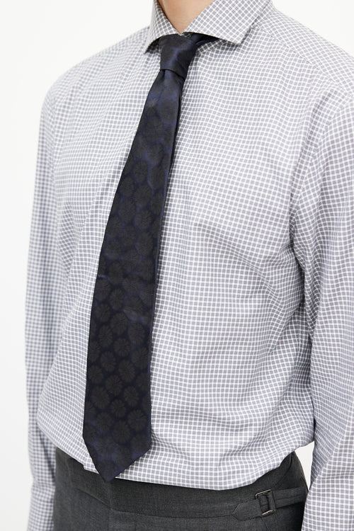 Hugo Boss Navy 
Black Floral Silk Tie