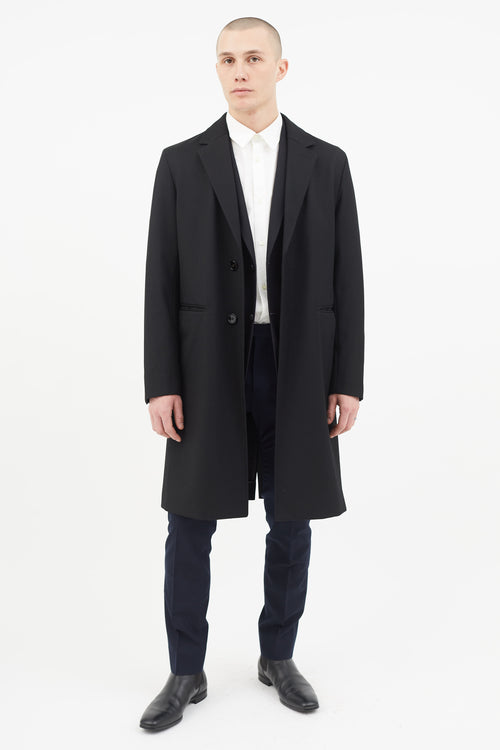 Hugo Boss Black Wool Water Repellent Coat