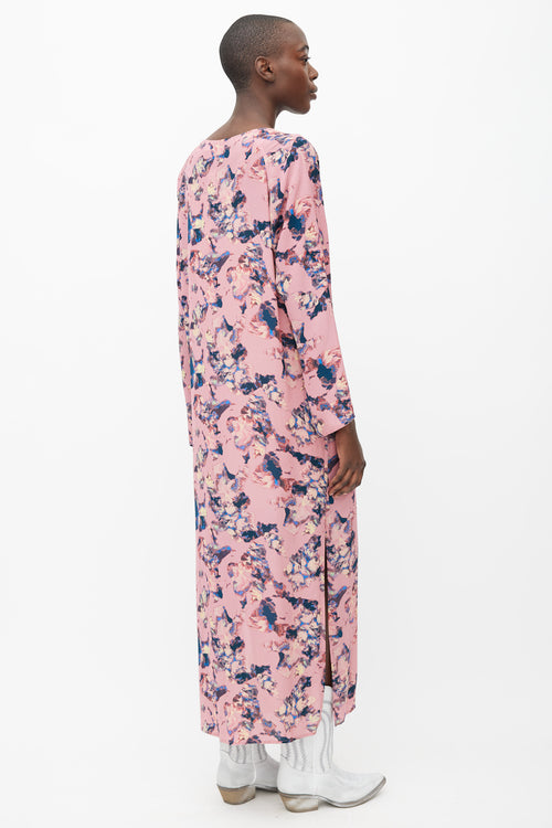 Iro Pink, Blue 
Cream Floral Printed Duster