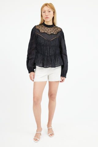 Isabel Marant Black Lace Eyelet Samantha Top