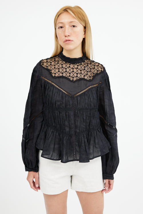 Isabel Marant Black Lace Eyelet Samantha Top