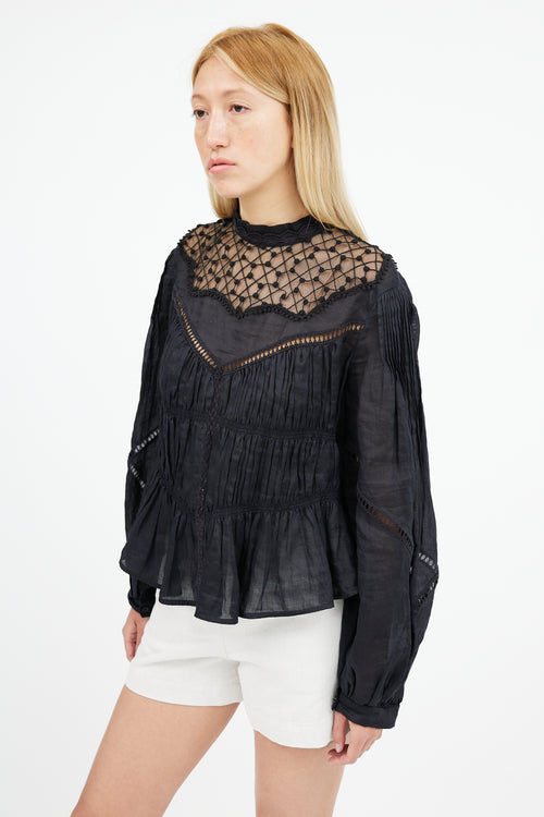 Isabel Marant Black Lace Eyelet Samantha Top