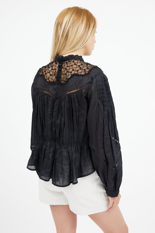 Isabel Marant Black Lace Eyelet Samantha Top