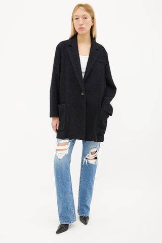 Isabel Marant Black Textured Wool Long Coat