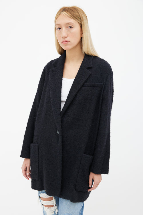 Isabel Marant Black Textured Wool Long Coat