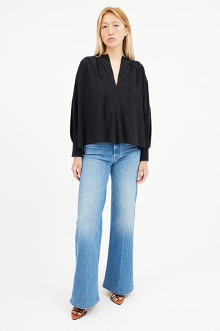 Isabel Marant Black Silk Longsleeve  Blouse